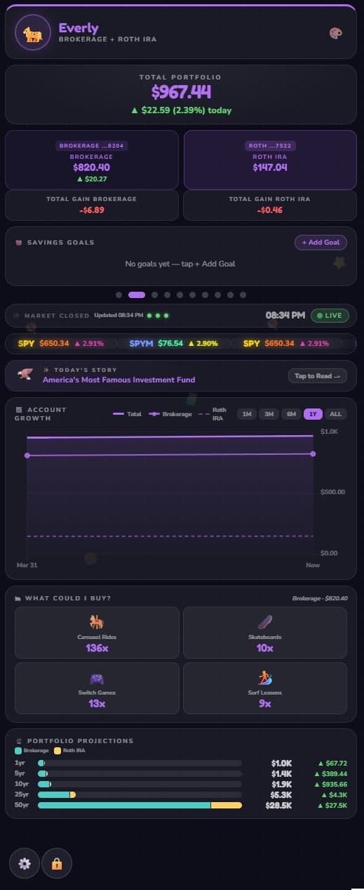 Everly's MemoryBank dashboard